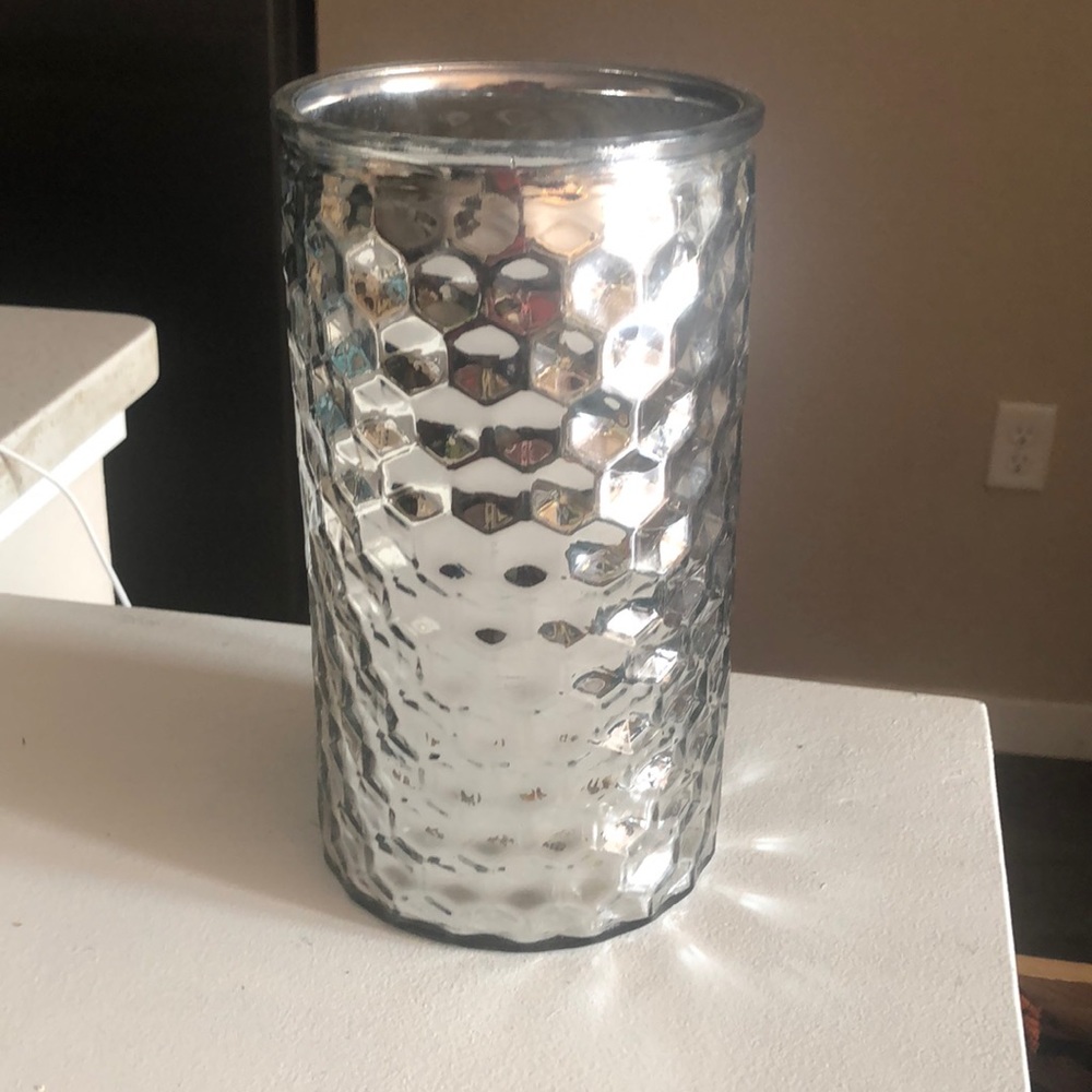 Silver Modern Glass Vase or decor piece